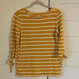 Old Navy Mustard and White Striped Long Sleeve Tee